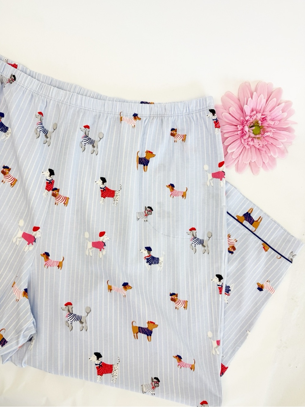 BedHead French Pups Short Sleeve Classic Jersey Cropped Pajama Set Parisian Dog - Picture 12 of 16